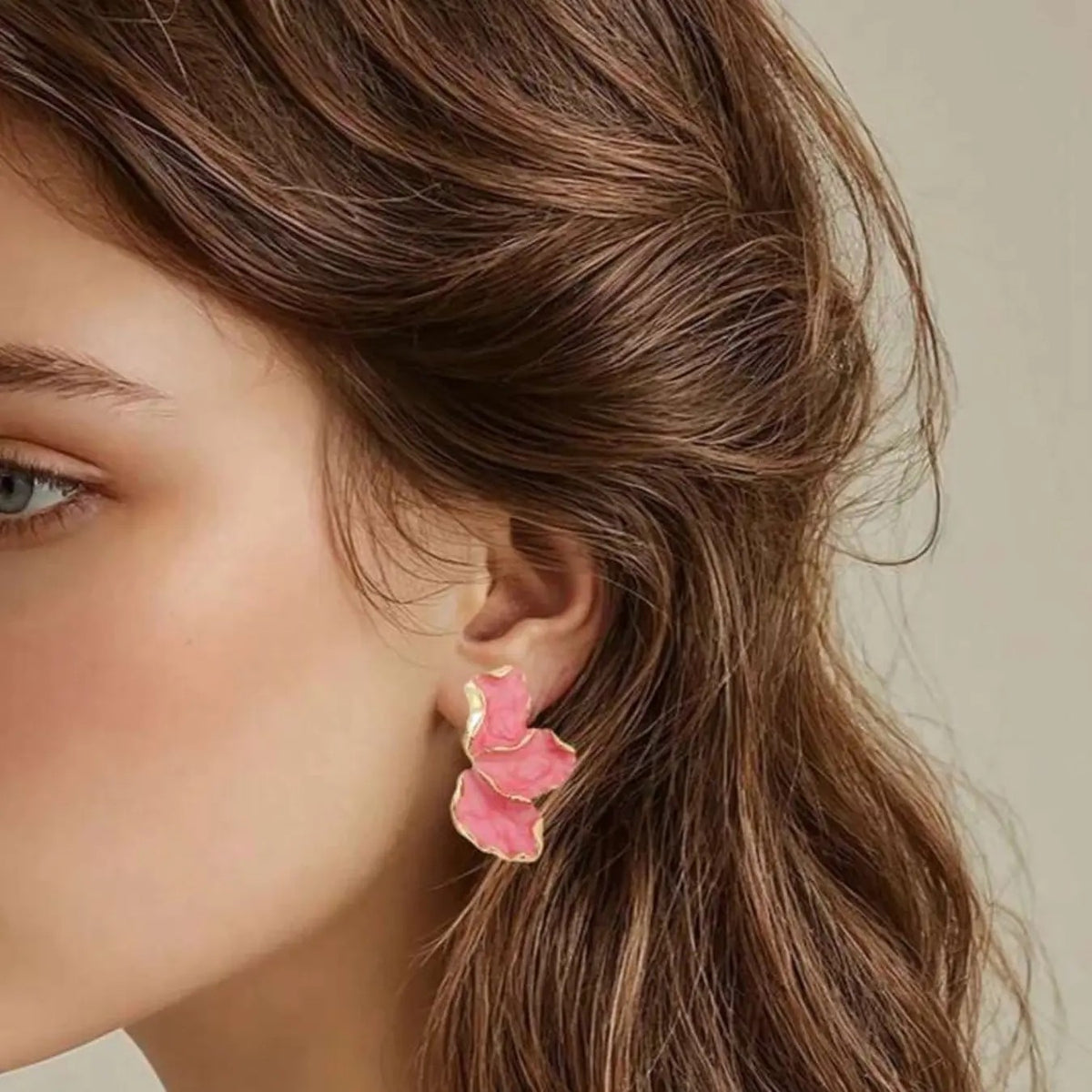 Elegant Pink Flower Earrings