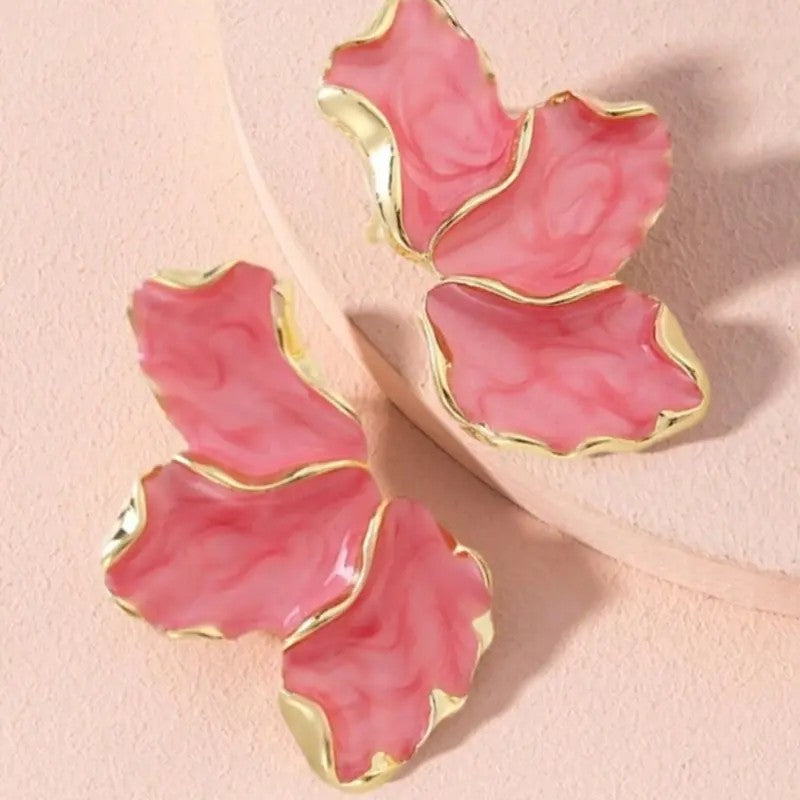 Elegant Pink Flower Earrings