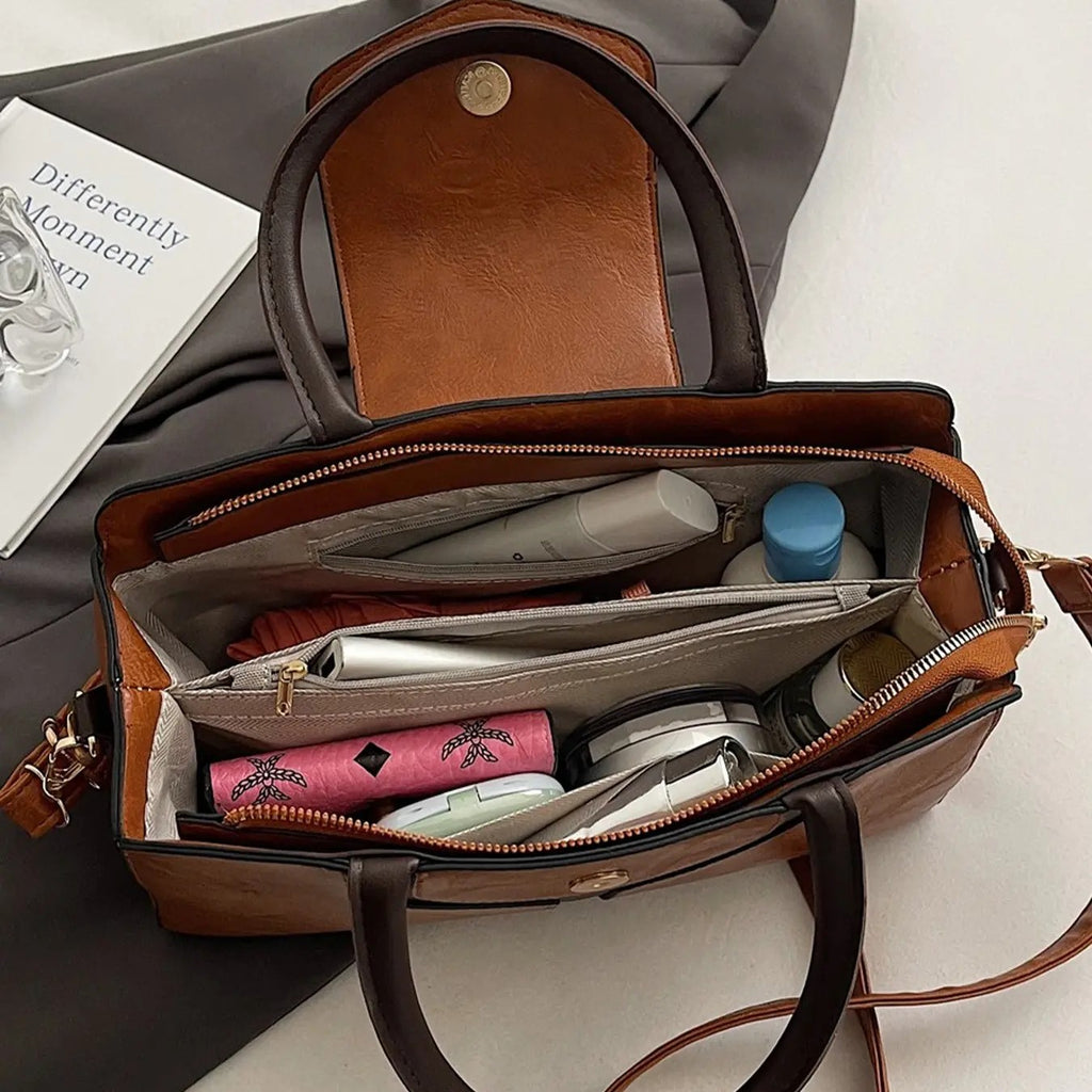 Elegant Colorblock Satchel Bag