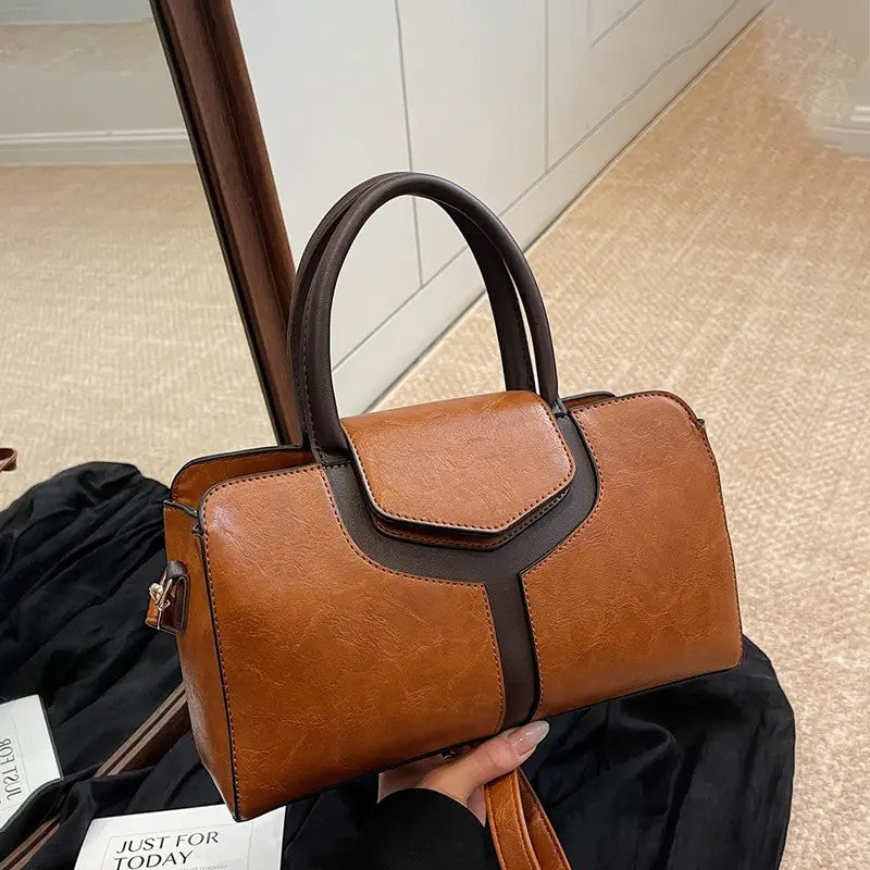 Elegant Colorblock Satchel Bag