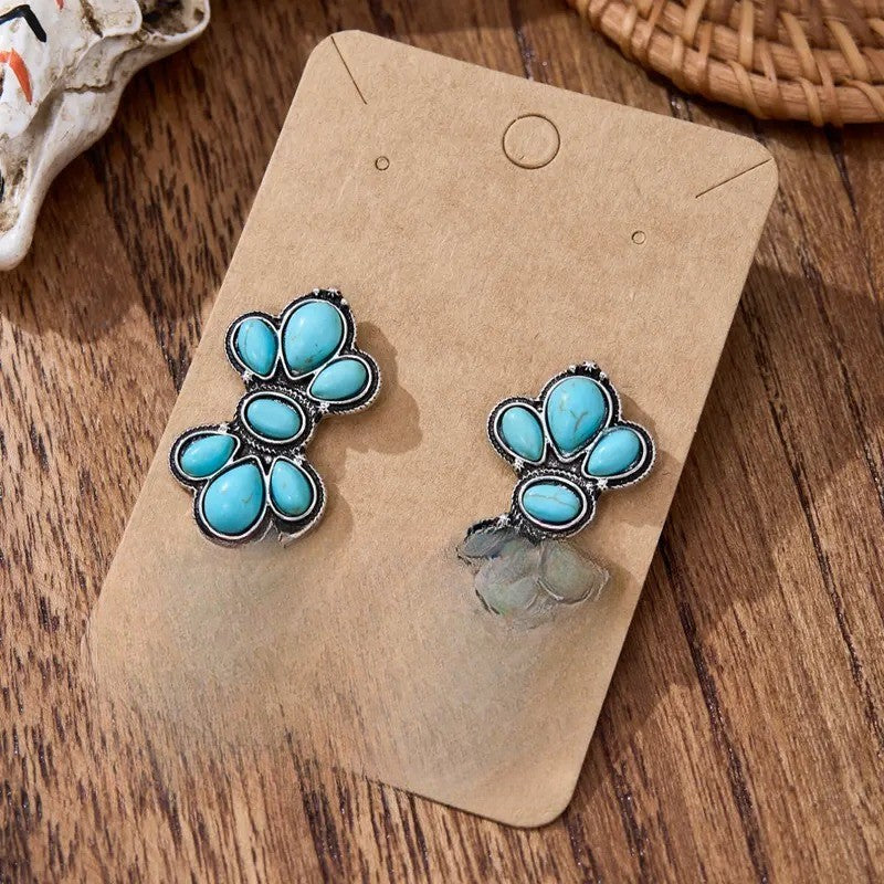 Boho Turquoise Cluster Earrings