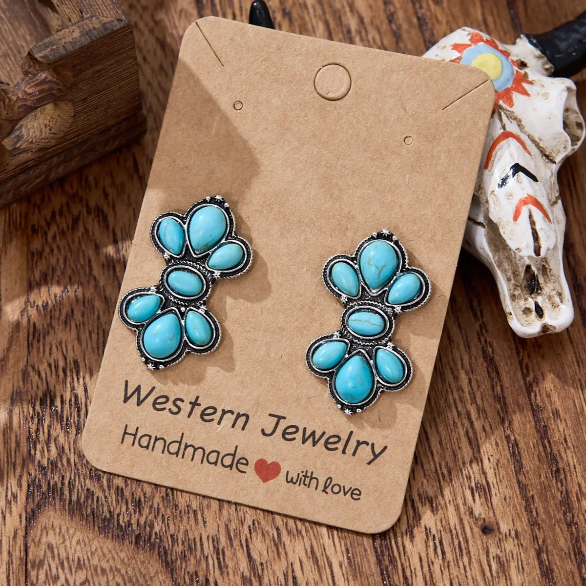 Boho Turquoise Cluster Earrings