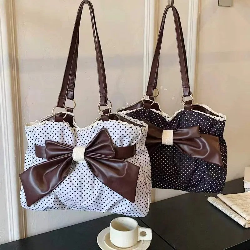 Elegant Polka Dot Bow Shoulder Bag