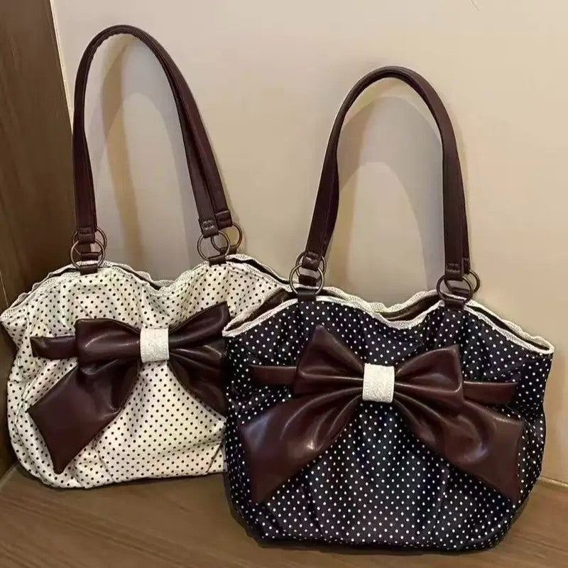 Elegant Polka Dot Bow Shoulder Bag
