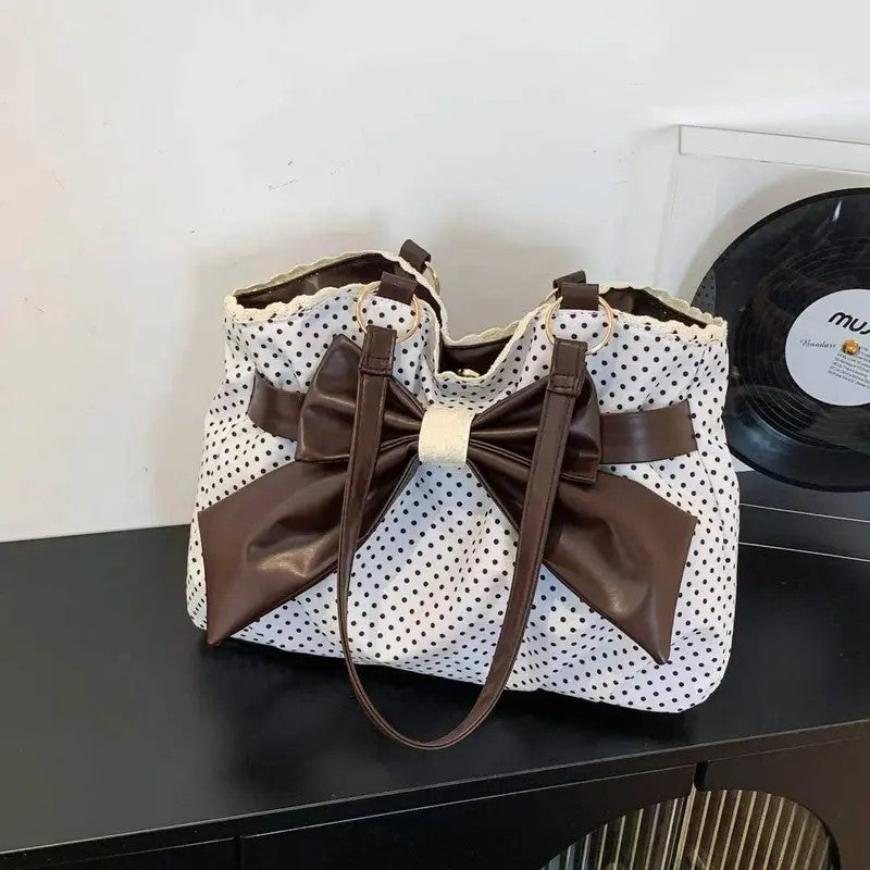 Elegant Polka Dot Bow Shoulder Bag