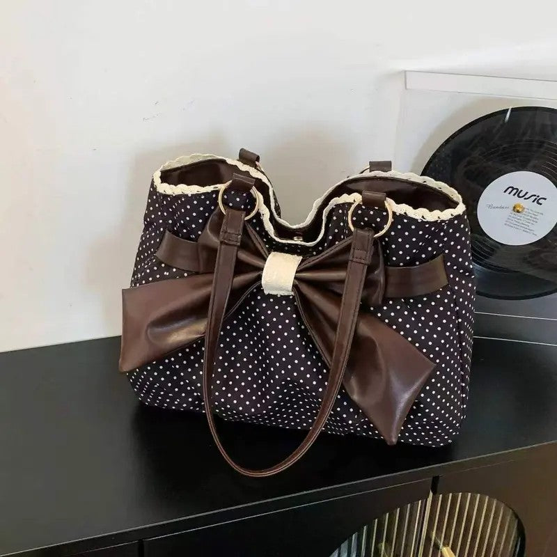 Elegant Polka Dot Bow Shoulder Bag