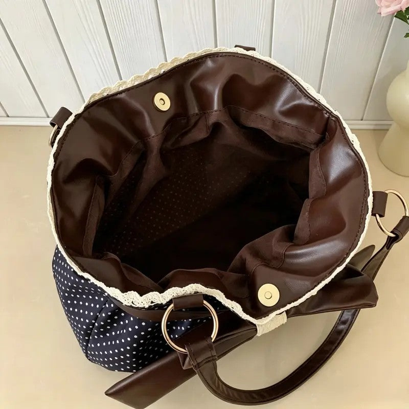 Elegant Polka Dot Bow Shoulder Bag