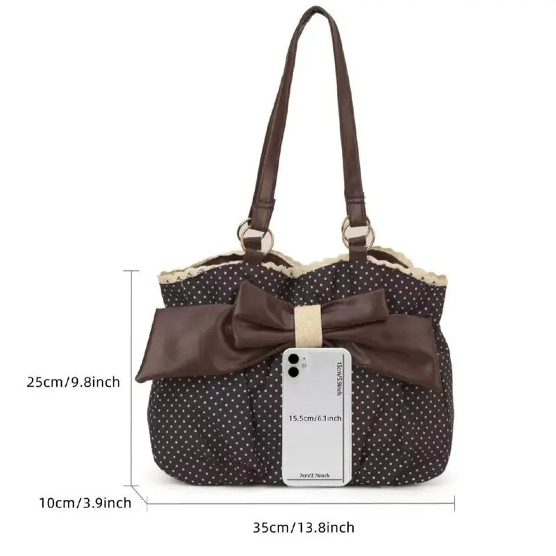 Elegant Polka Dot Bow Shoulder Bag