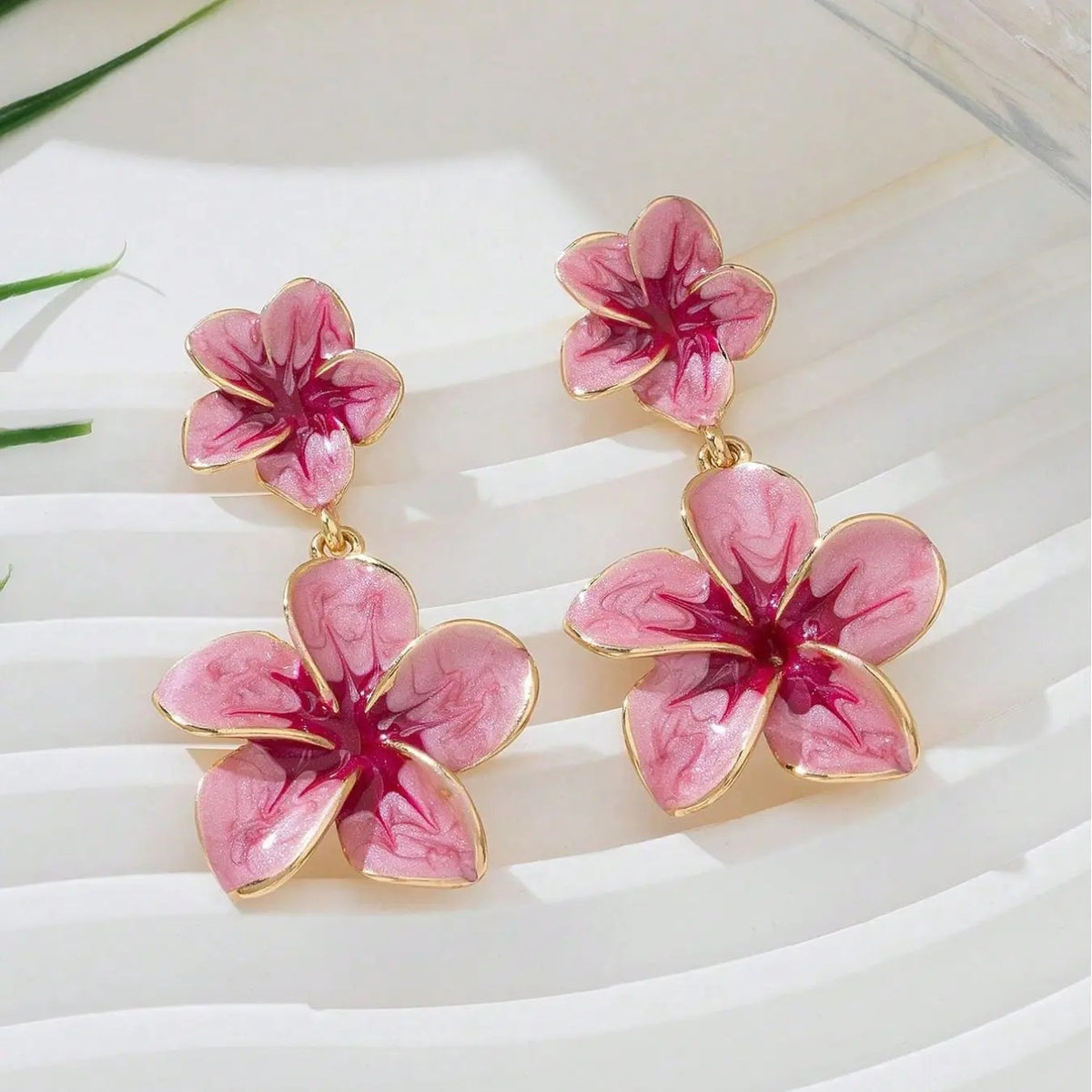 18k Layered Floral Drop Earrings