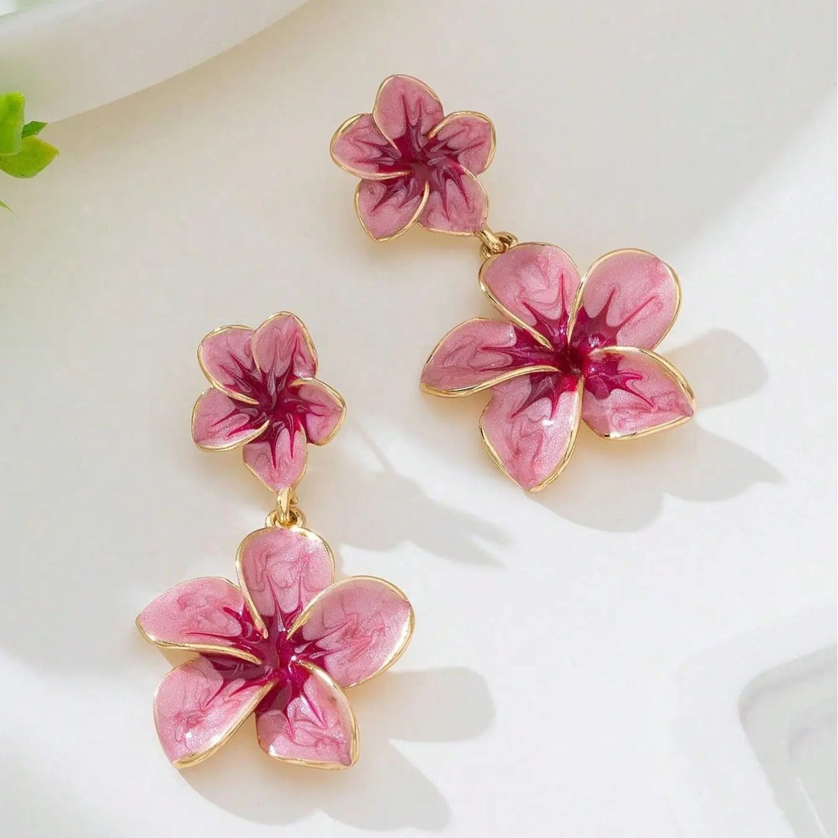 18k Layered Floral Drop Earrings