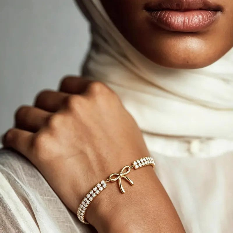 18k Dainty Bow Tennis Bracelet
