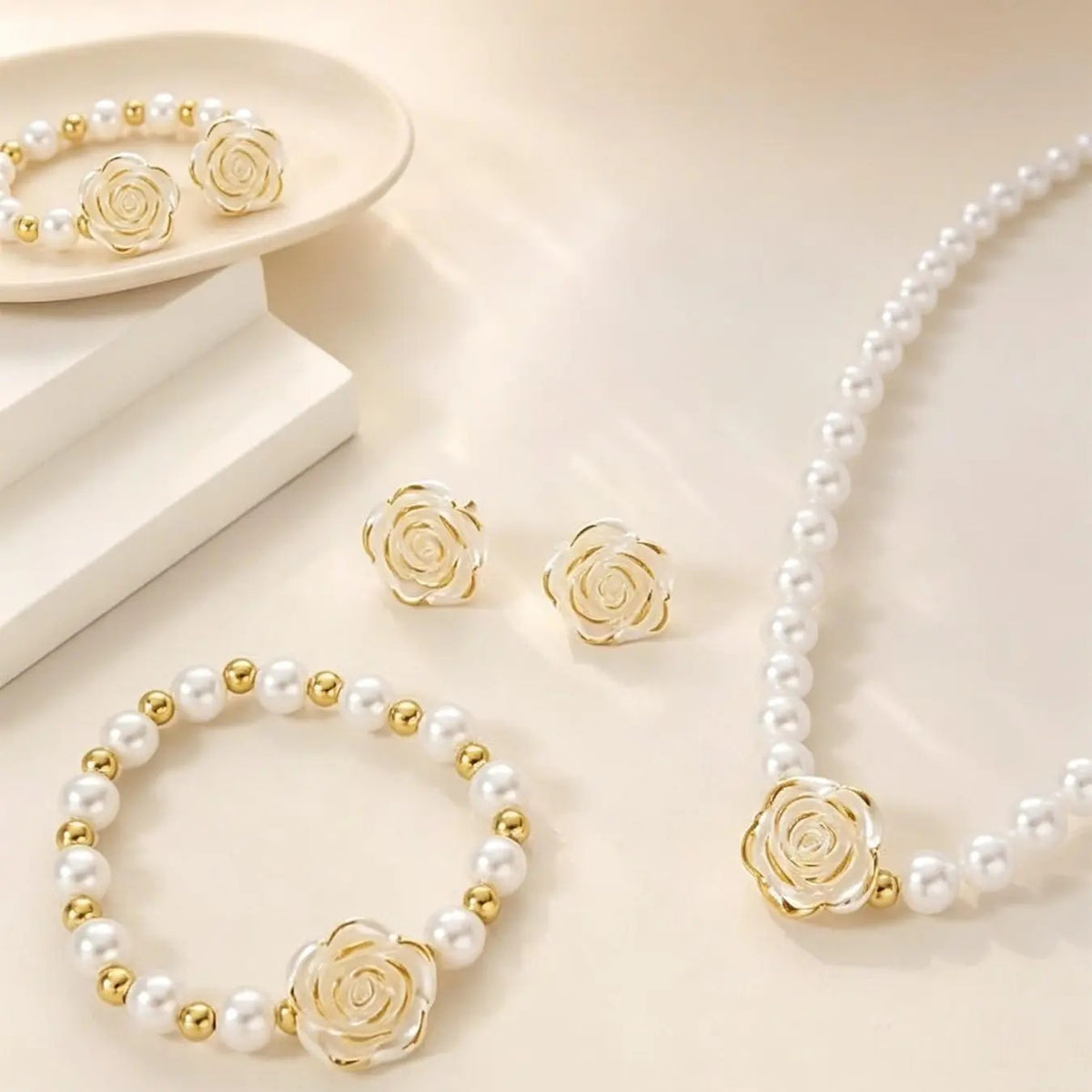 3PC Pearl Flower Jewelry Set