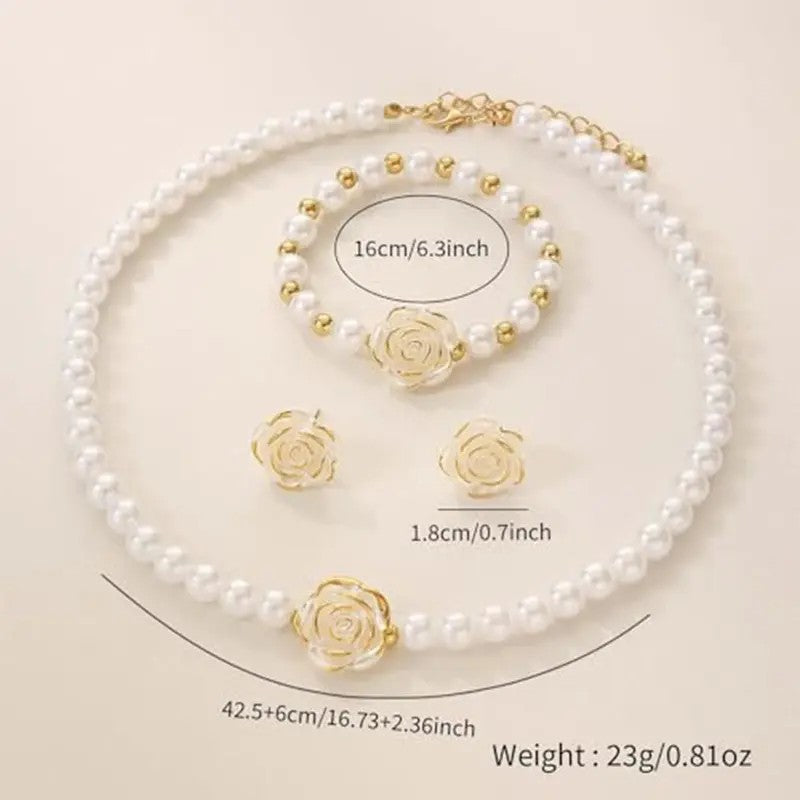 3PC Pearl Flower Jewelry Set