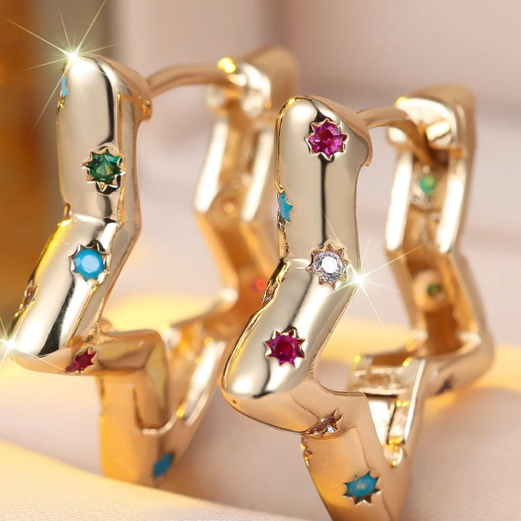 Colorful Star Hoop Earrings