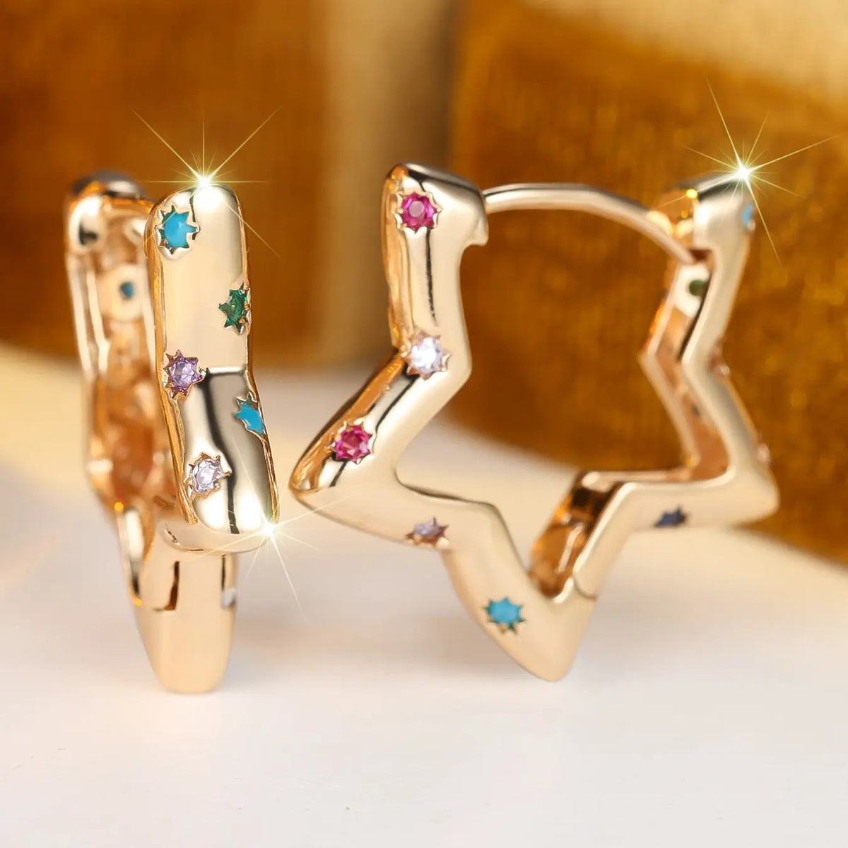 Colorful Star Hoop Earrings
