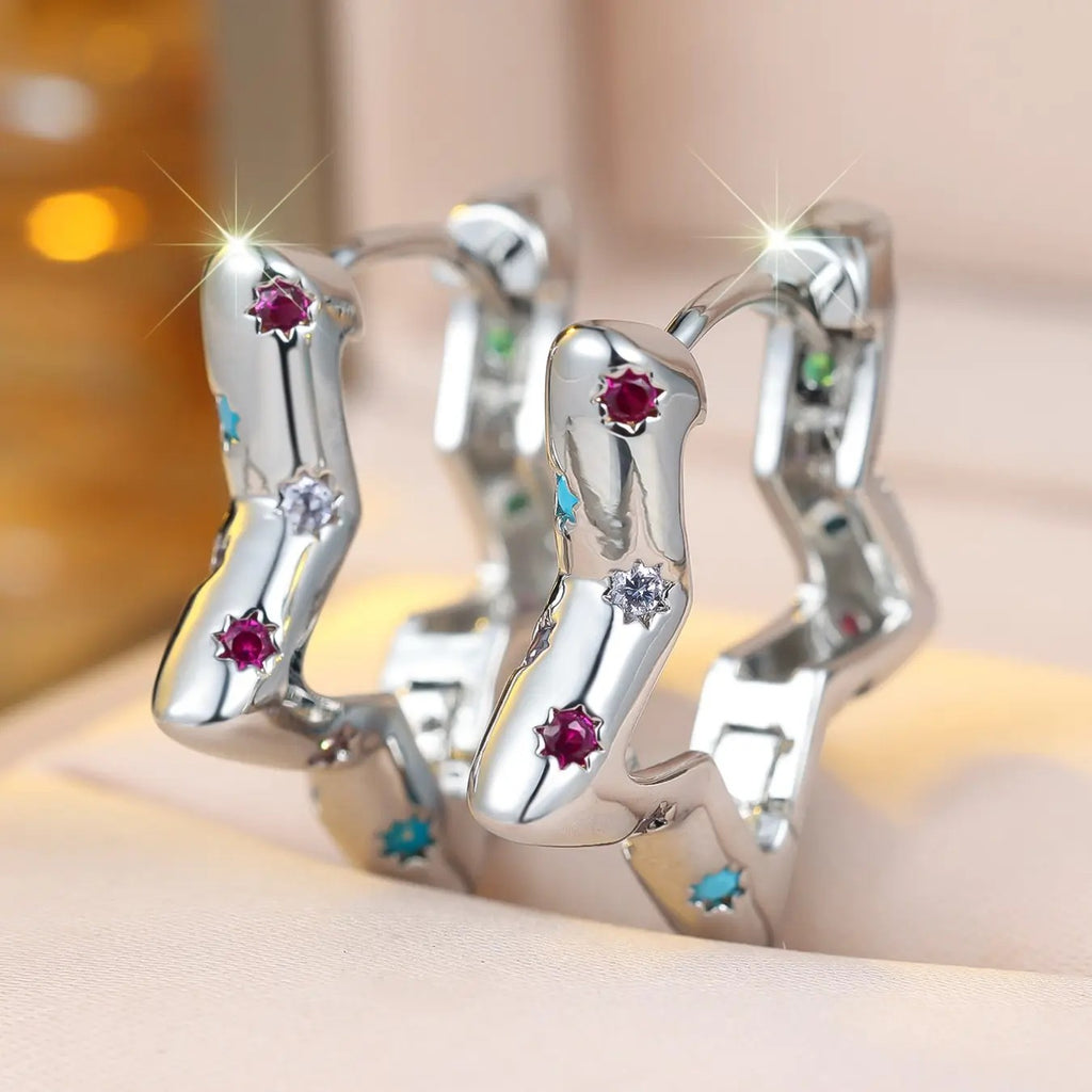 Colorful Star Hoop Earrings