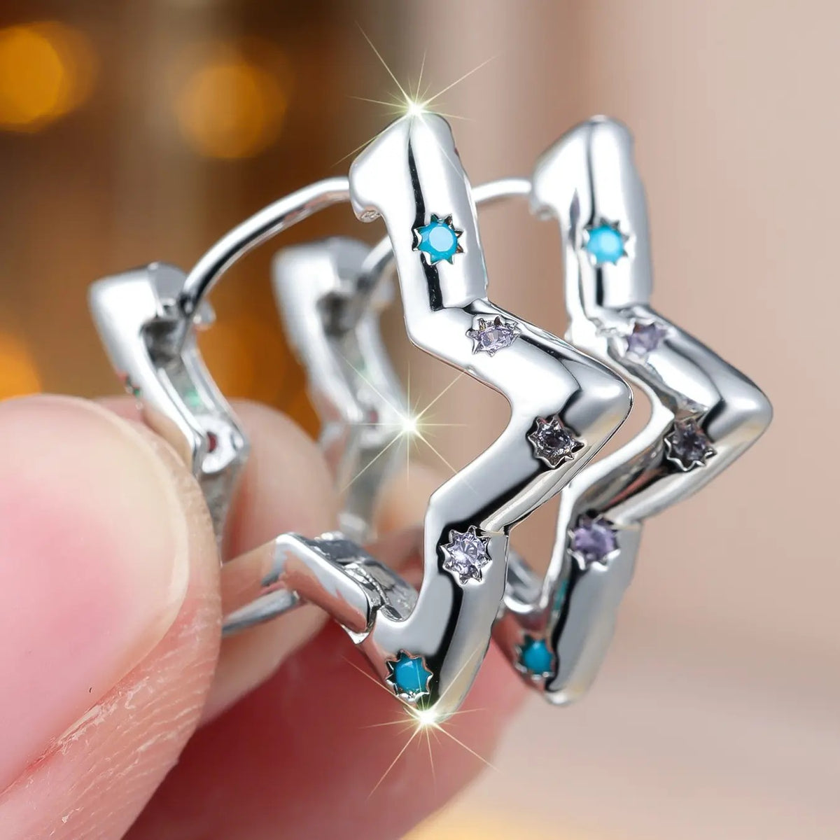 Colorful Star Hoop Earrings