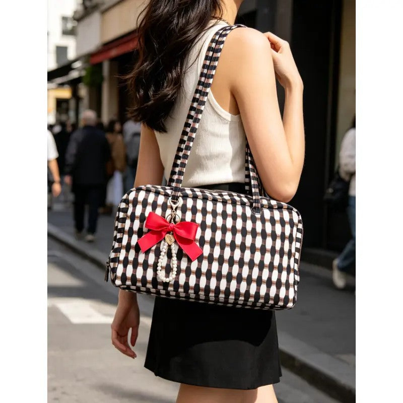 Polka Dot Duffel Shoulder Bag