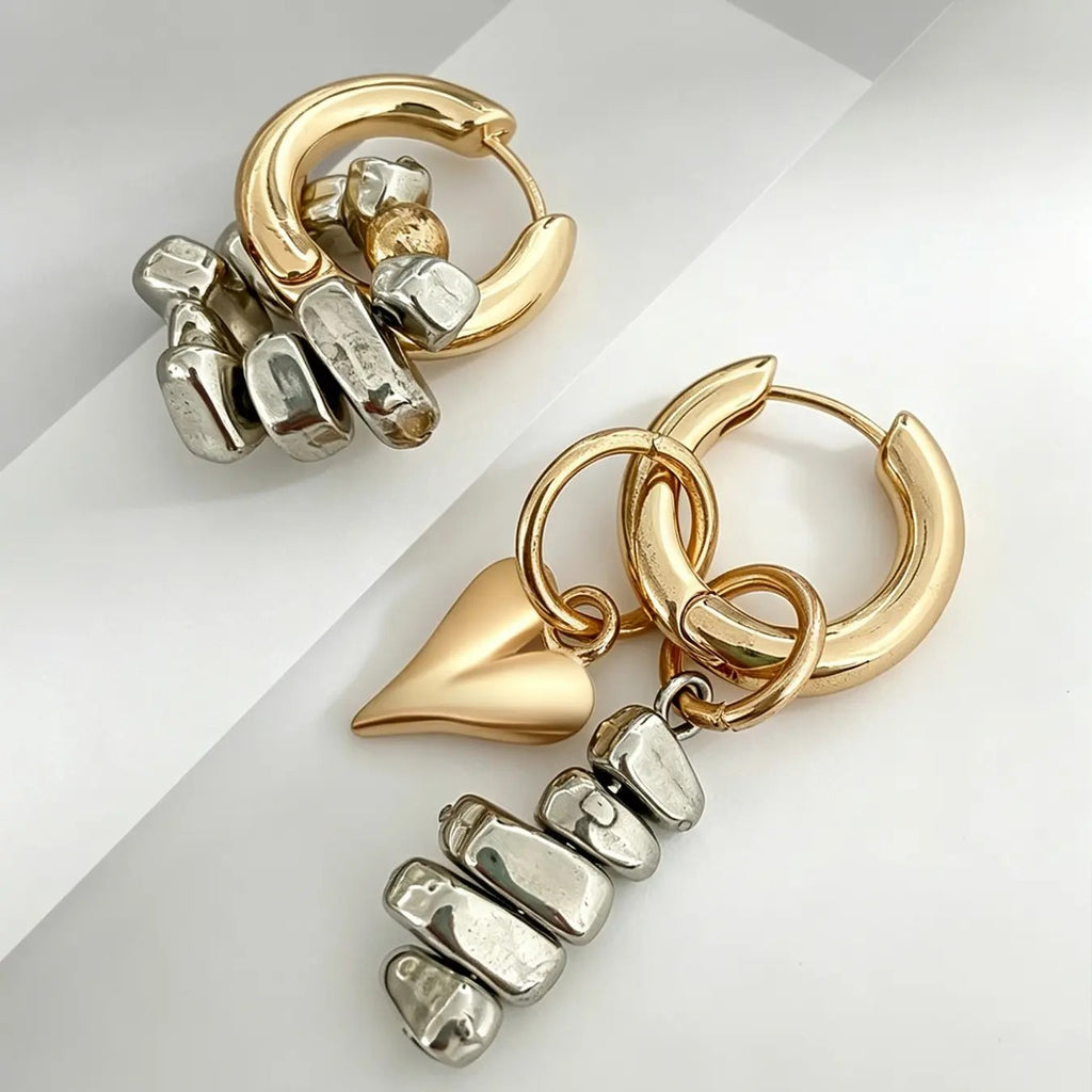 18k Vintage Heart Hoop Earrings