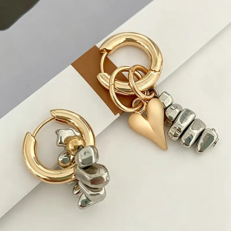 18k Vintage Heart Hoop Earrings