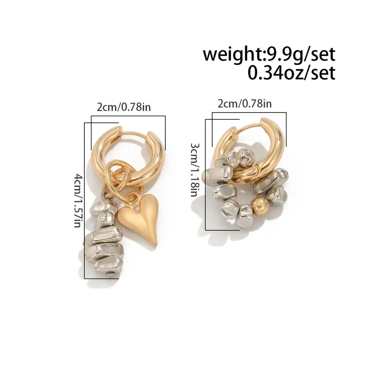 18k Vintage Heart Hoop Earrings