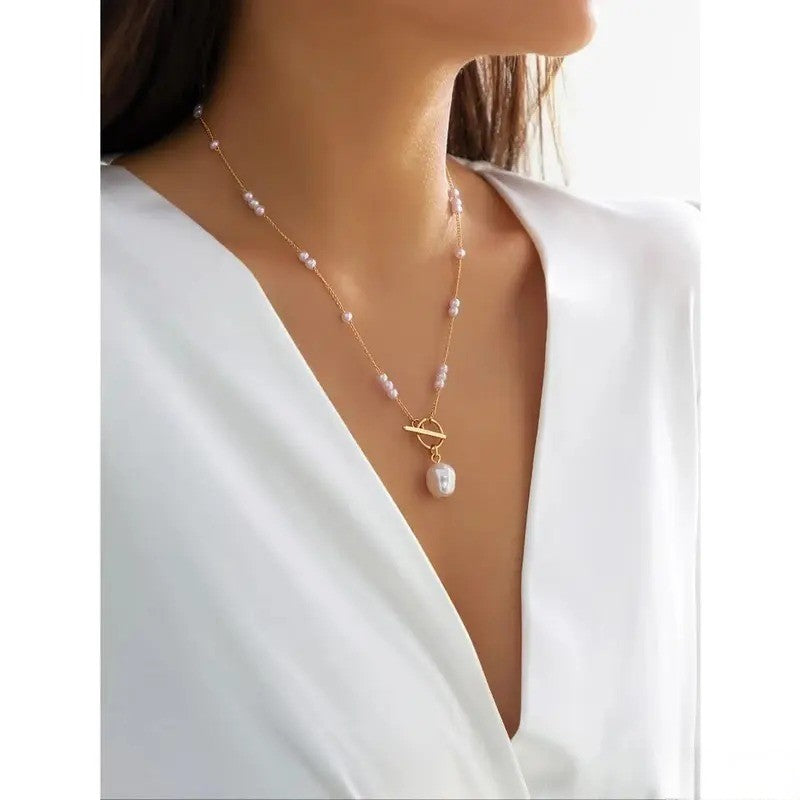 Dainty Pearl Toggle Necklace