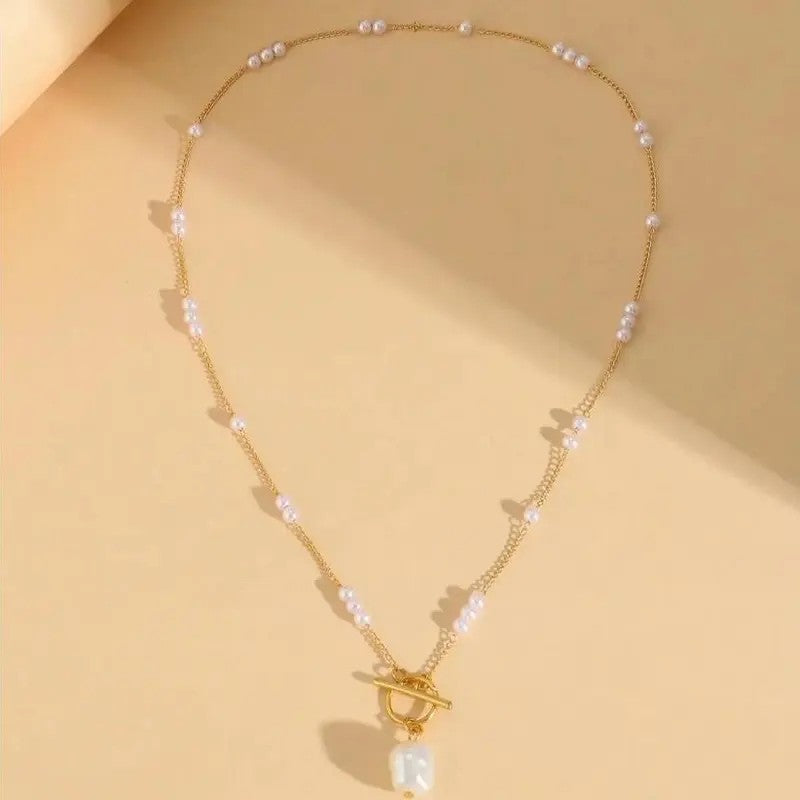 Dainty Pearl Toggle Necklace