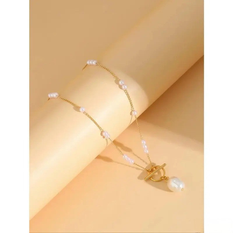 Dainty Pearl Toggle Necklace