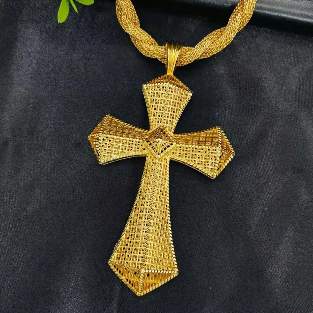 18k Woven Cross Necklace