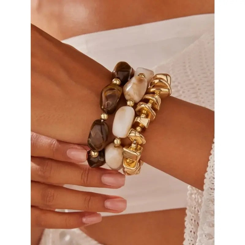 3PC Vintage Stone Stack Bracelets
