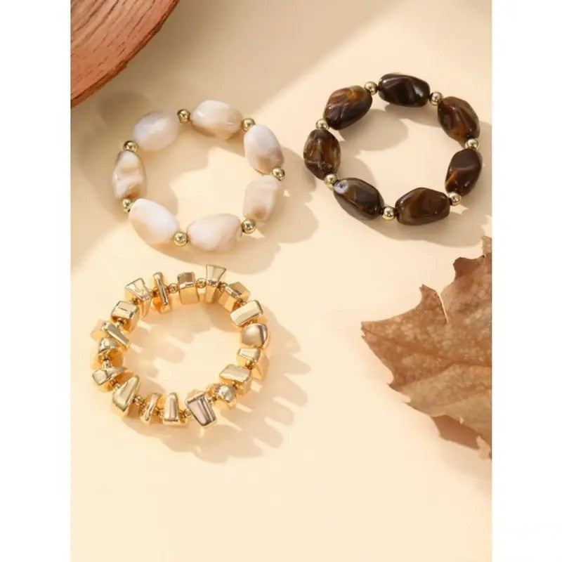 3PC Vintage Stone Stack Bracelets