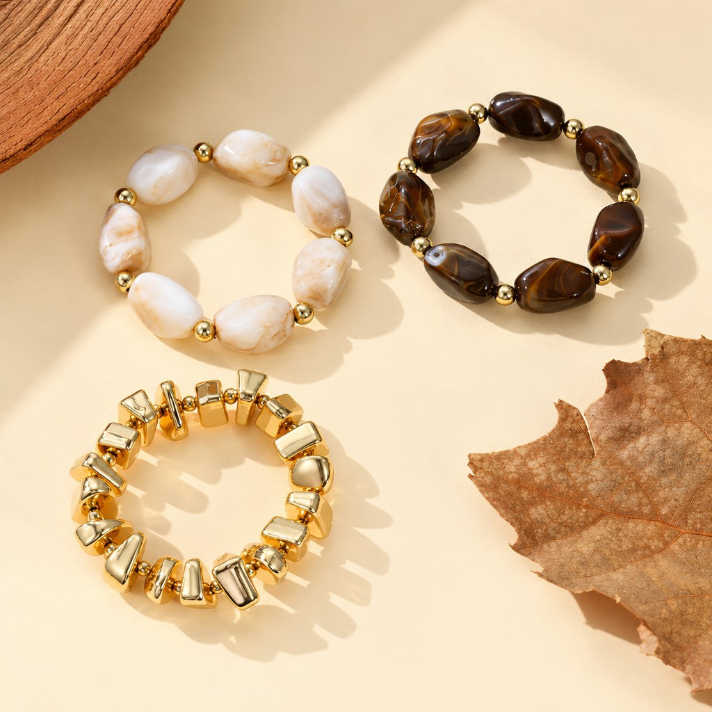 3PC Vintage Stone Stack Bracelets