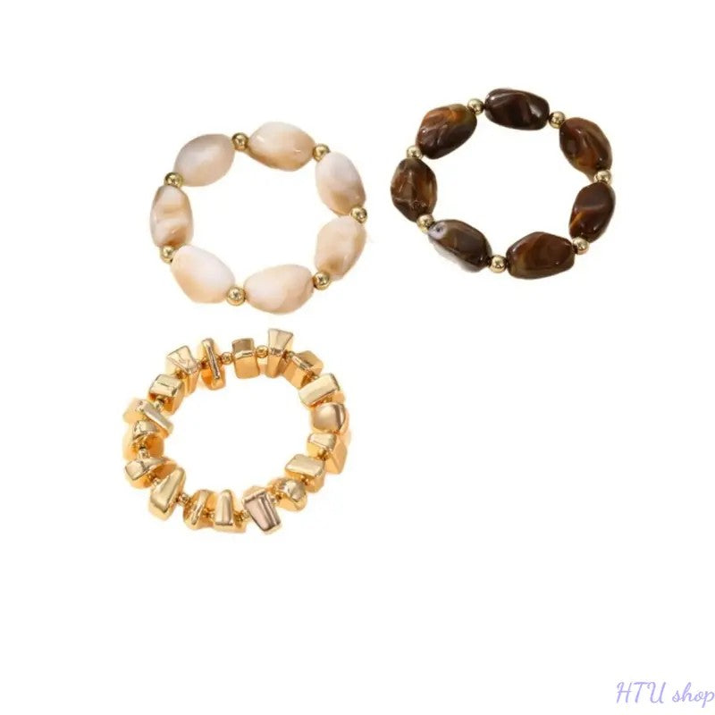 3PC Vintage Stone Stack Bracelets
