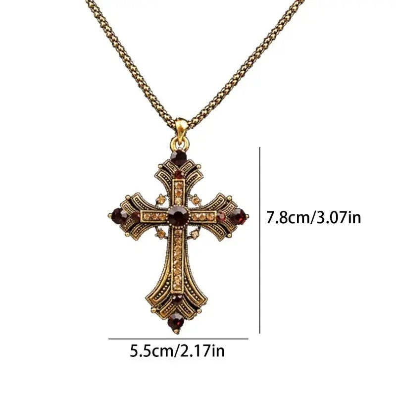 Vintage Crystal Cross Necklace