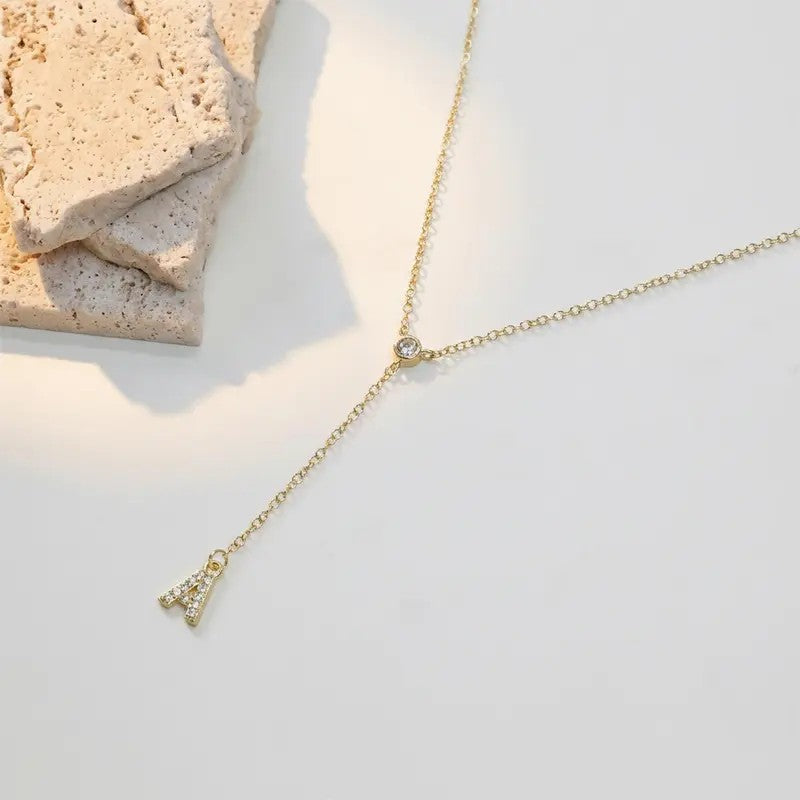 18k Dainty Initial Drop Necklace
