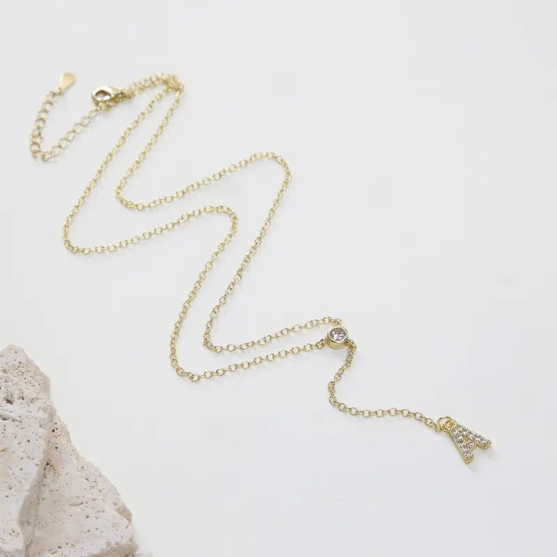 18k Dainty Initial Drop Necklace
