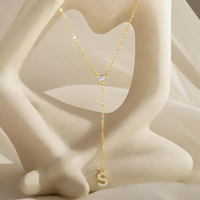18k Dainty Initial Drop Necklace