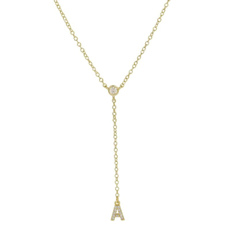 18k Dainty Initial Drop Necklace