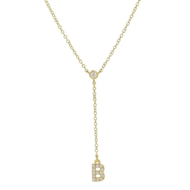 18k Dainty Initial Drop Necklace