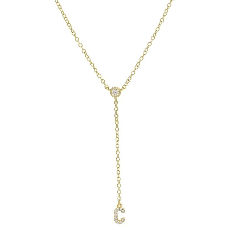 18k Dainty Initial Drop Necklace