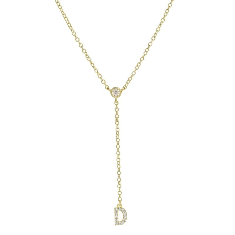 18k Dainty Initial Drop Necklace