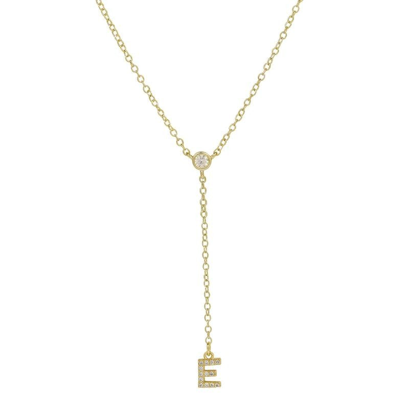 18k Dainty Initial Drop Necklace
