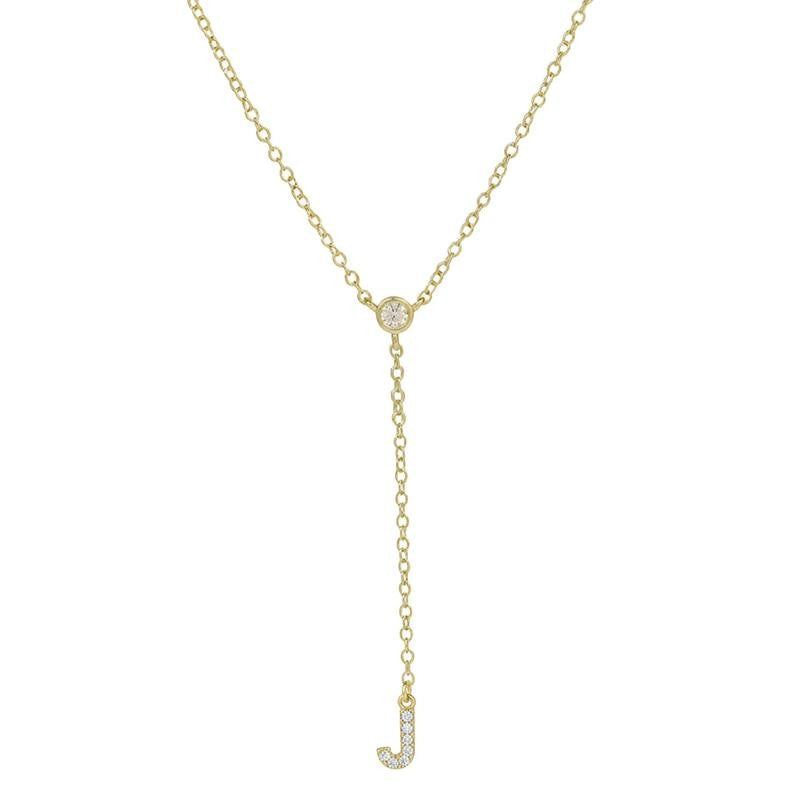 18k Dainty Initial Drop Necklace