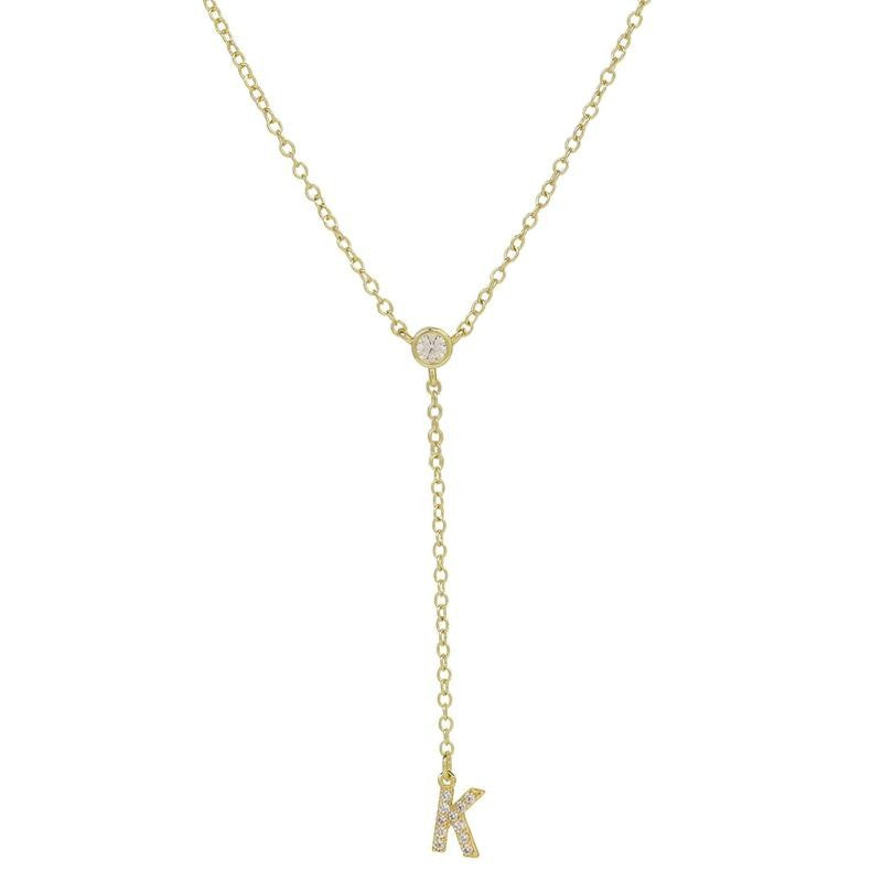 18k Dainty Initial Drop Necklace