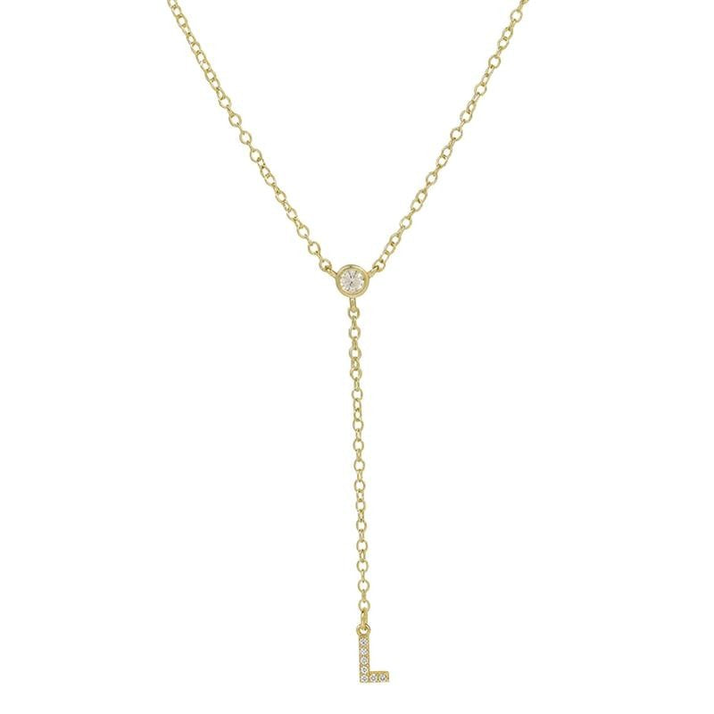 18k Dainty Initial Drop Necklace