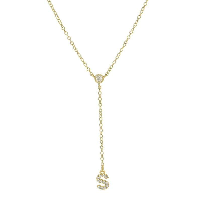 18k Dainty Initial Drop Necklace