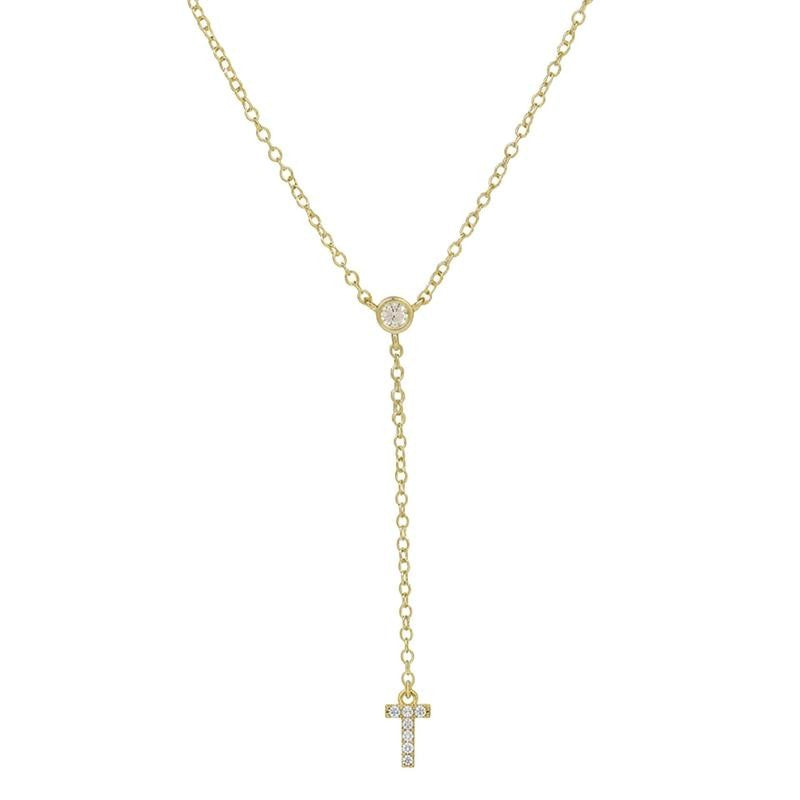 18k Dainty Initial Drop Necklace