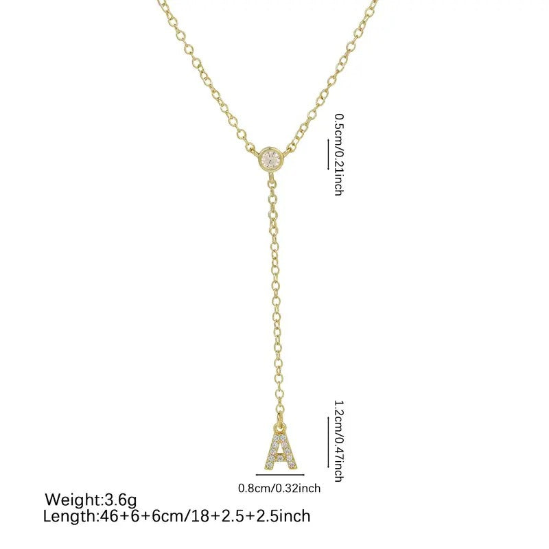 18k Dainty Initial Drop Necklace