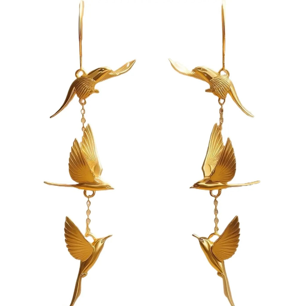 18k Vintage Bird Drop Earrings