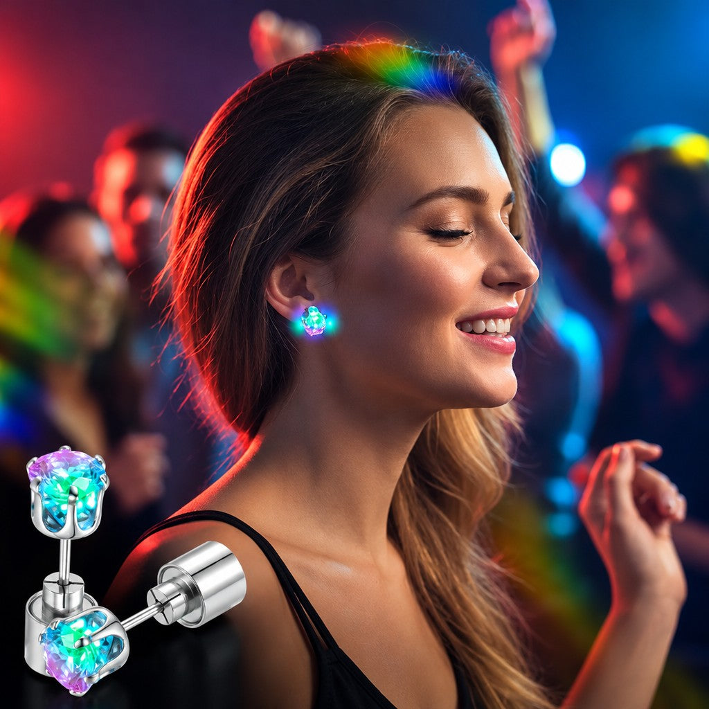 Iridescent Glowing Crown Stud Earrings